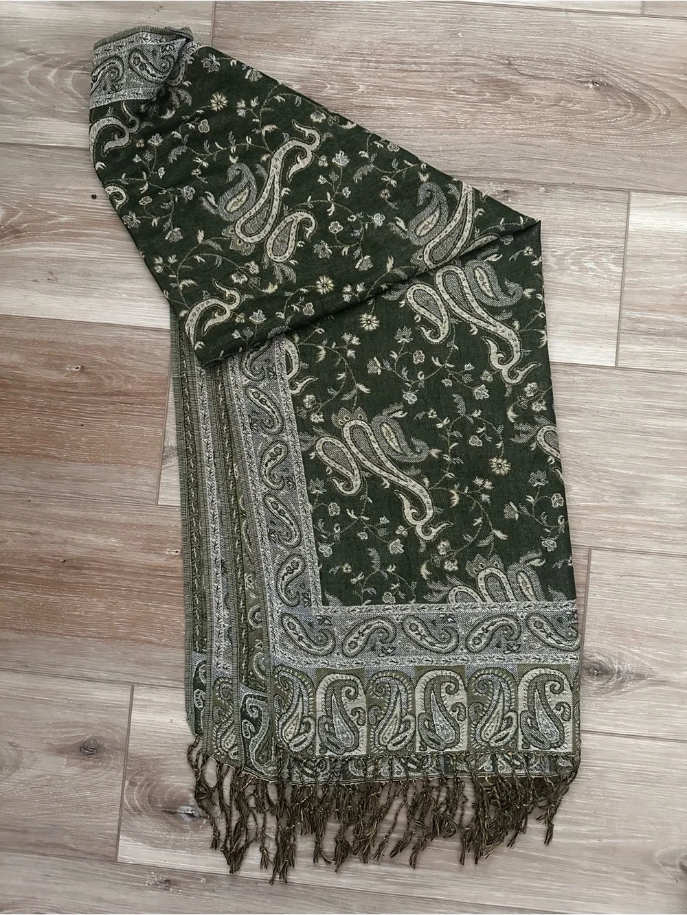 Pashmina Silk Paisley Fringe Wrap/ Scarf